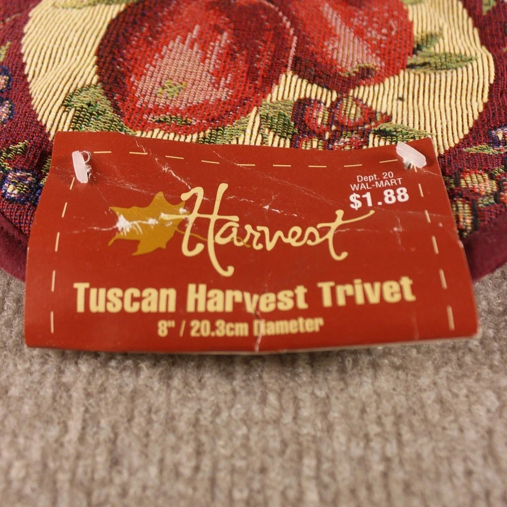 Harvest Tuscan Harvest Trivet Red Apple Woven Tapestry Pot Holder 8 Inch Round